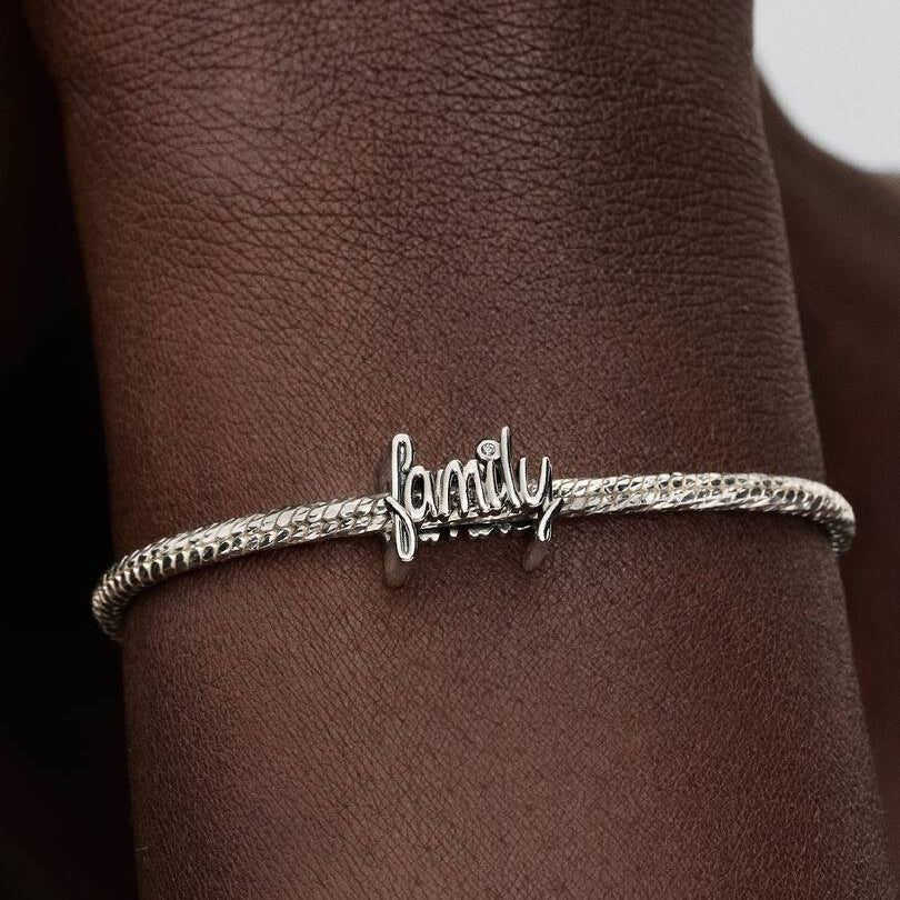 Handwritten Family Charm Hallmarked S925 Sterling Silver
