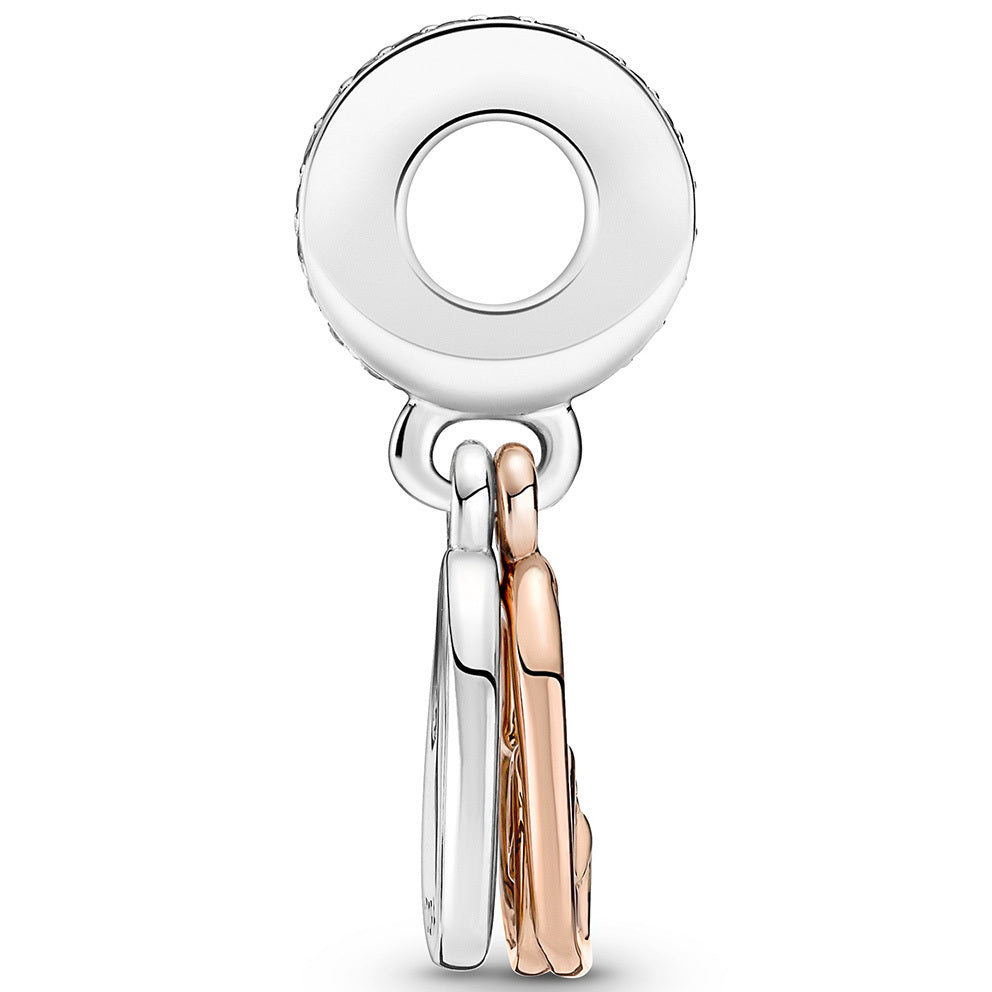 Entwined Infinite Hearts Double Dangle S925 Sterling Silver Charm