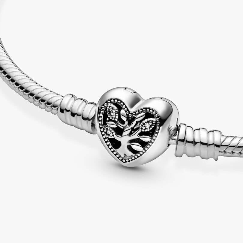 Family Tree Heart Clasp Charm Bracelet