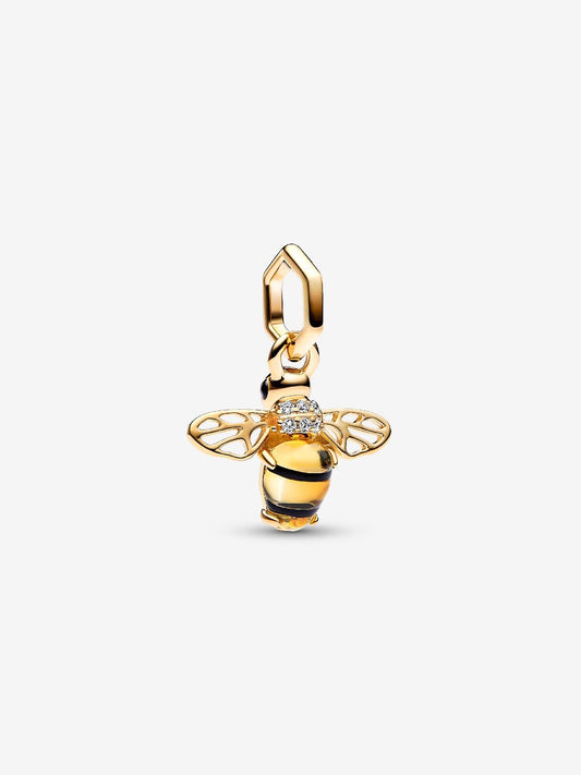 Sparkling Bee Dangle Charm Hallmarked S925 Sterling Silver