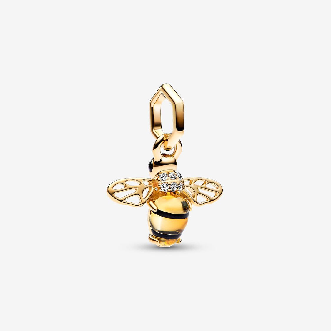 Sparkling Bee Dangle Charm Hallmarked S925 Sterling Silver