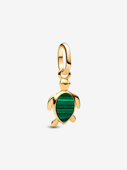 Green Turtle Mini Dangle Charm Hallmarked S925 Sterling Silver