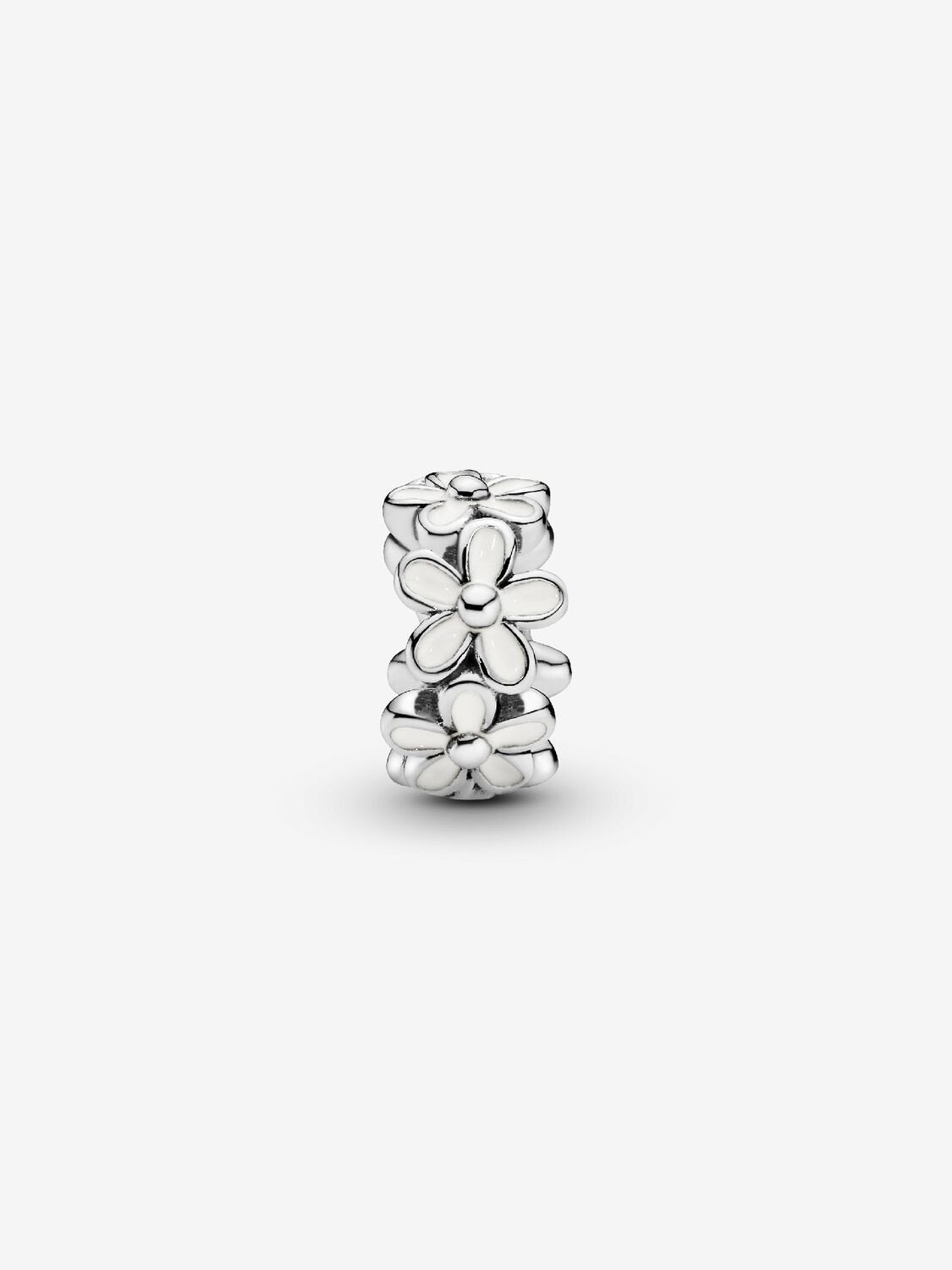White Daisy Flower Spacer Charm Hallmarked S925 Sterling Silver