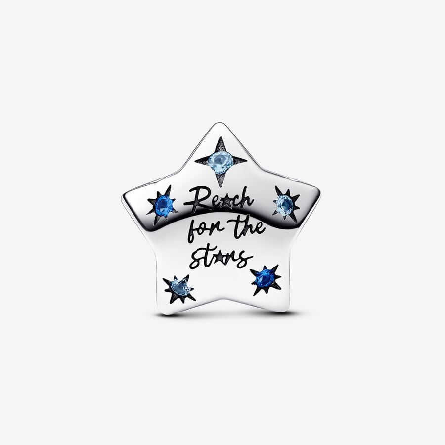Bold Sparkling Star Charm Hallmarked S925 Sterling Silver