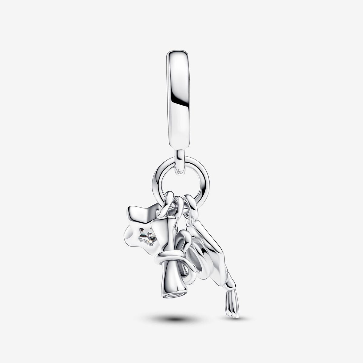 Graduation Triple Dangle Charm Hallmarked S925 Sterling Silver