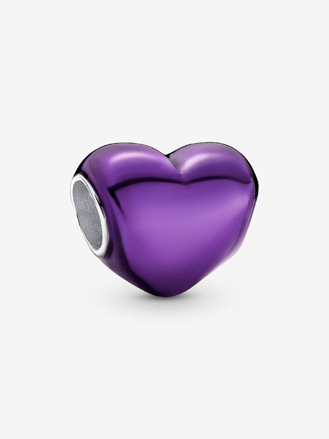 Metallic Purple Heart Charm Hallmarked S925 Sterling Silver