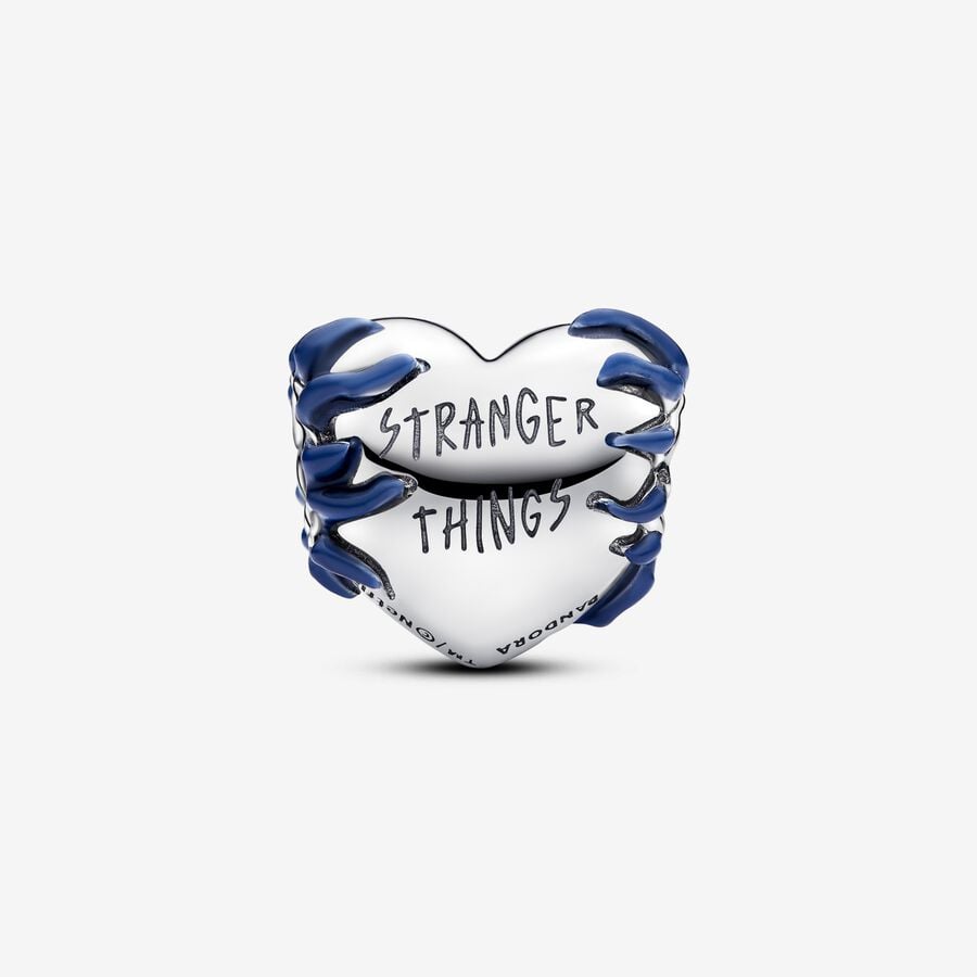 Stranger Things Glow-in-the-dark Heart Charm Hallmarked S925 Sterling Silver