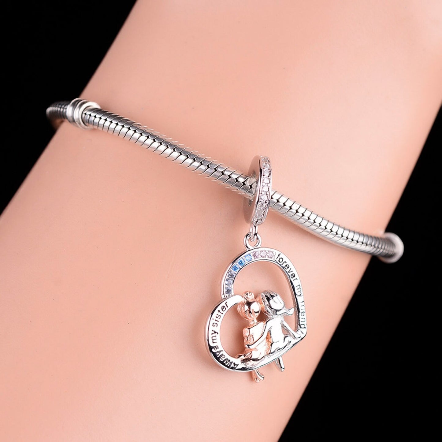 Always My Sister Charm Hallmarked S925 Sterling Silver