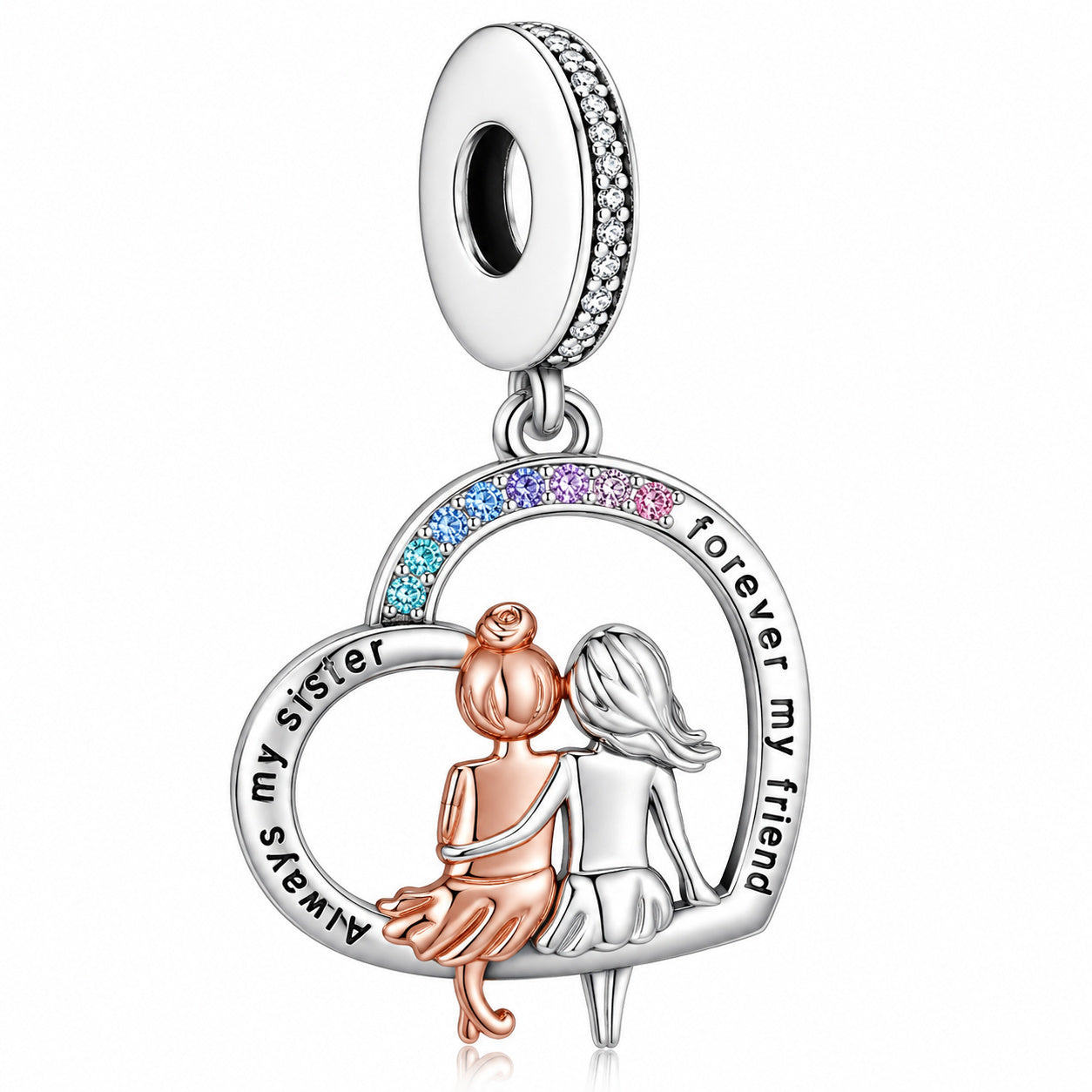 Always My Sister Charm Hallmarked S925 Sterling Silver