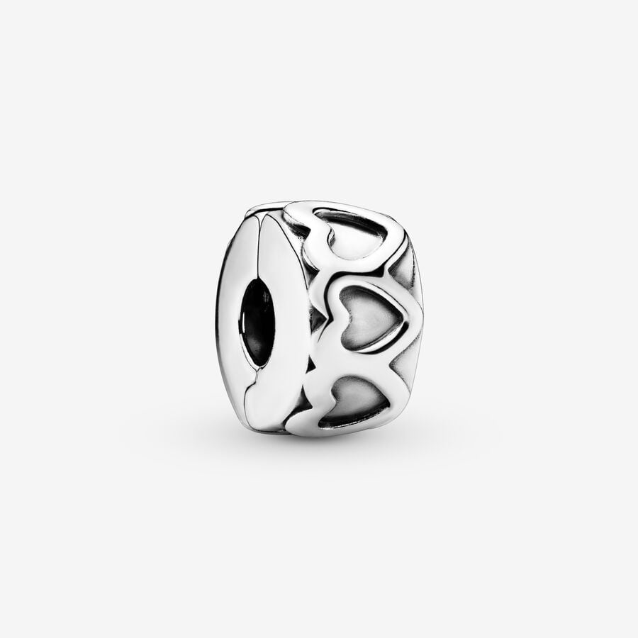 Band of Hearts Clip Charm Hallmarked S925 Sterling Silver