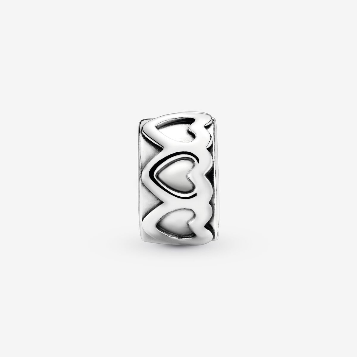 Band of Hearts Clip Charm Hallmarked S925 Sterling Silver