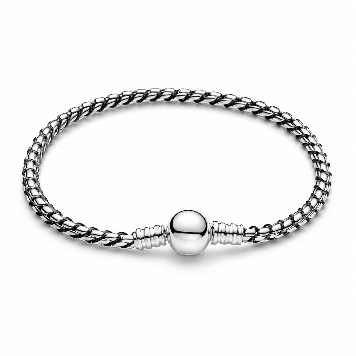 Black Cord Box Chain Charm Bracelet