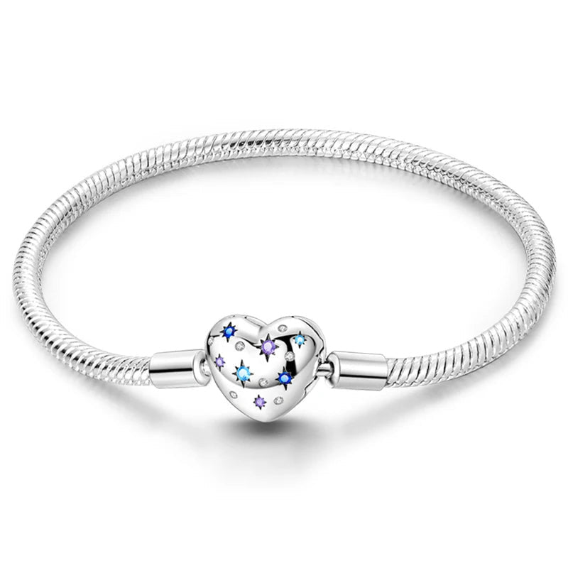 Colourful Stars Heart Clasp Charm Bracelet