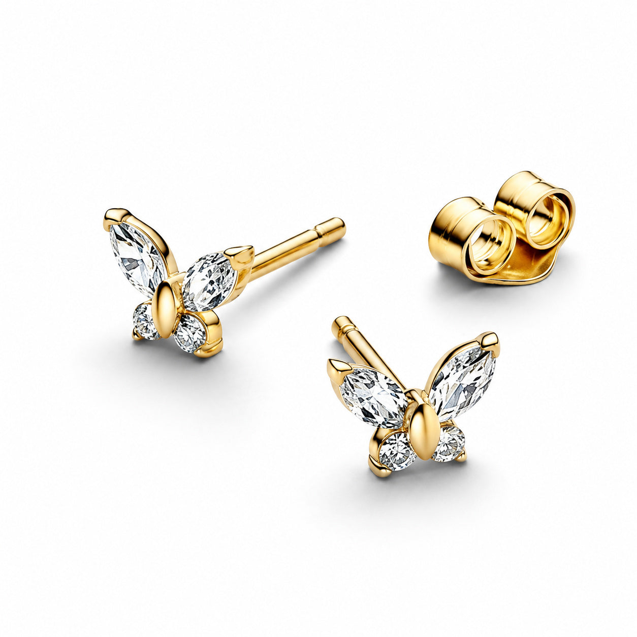 Gold Plated Butterfly Stud Earrings