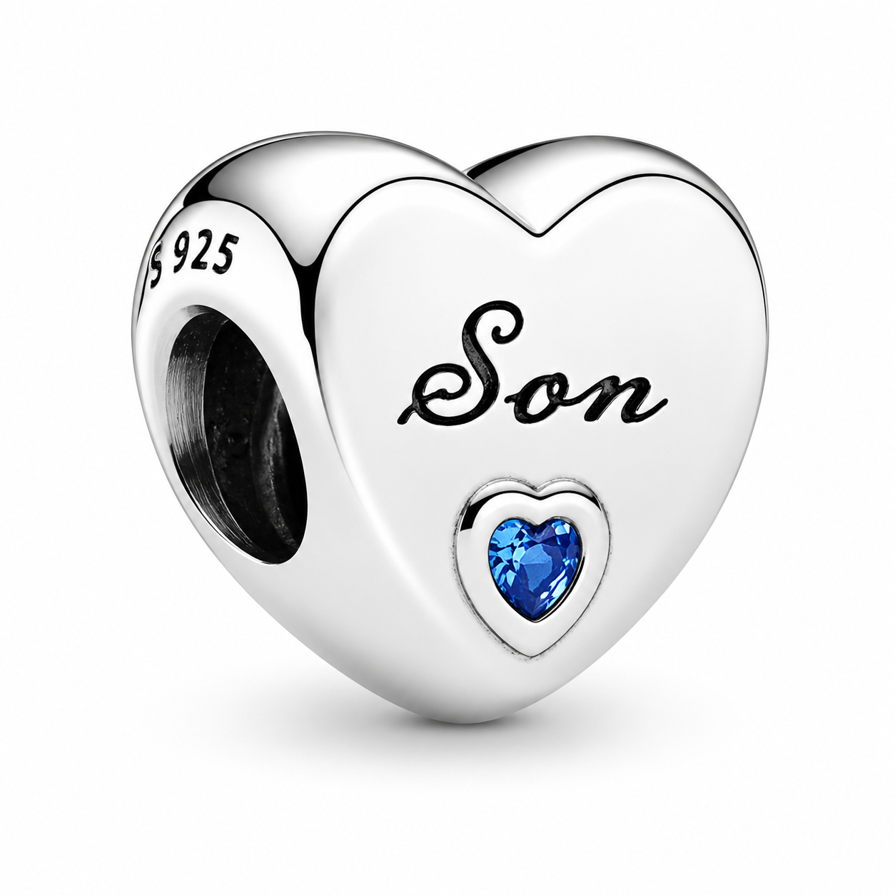 Son Heart Charm Hallmarked S925 Sterling Silver