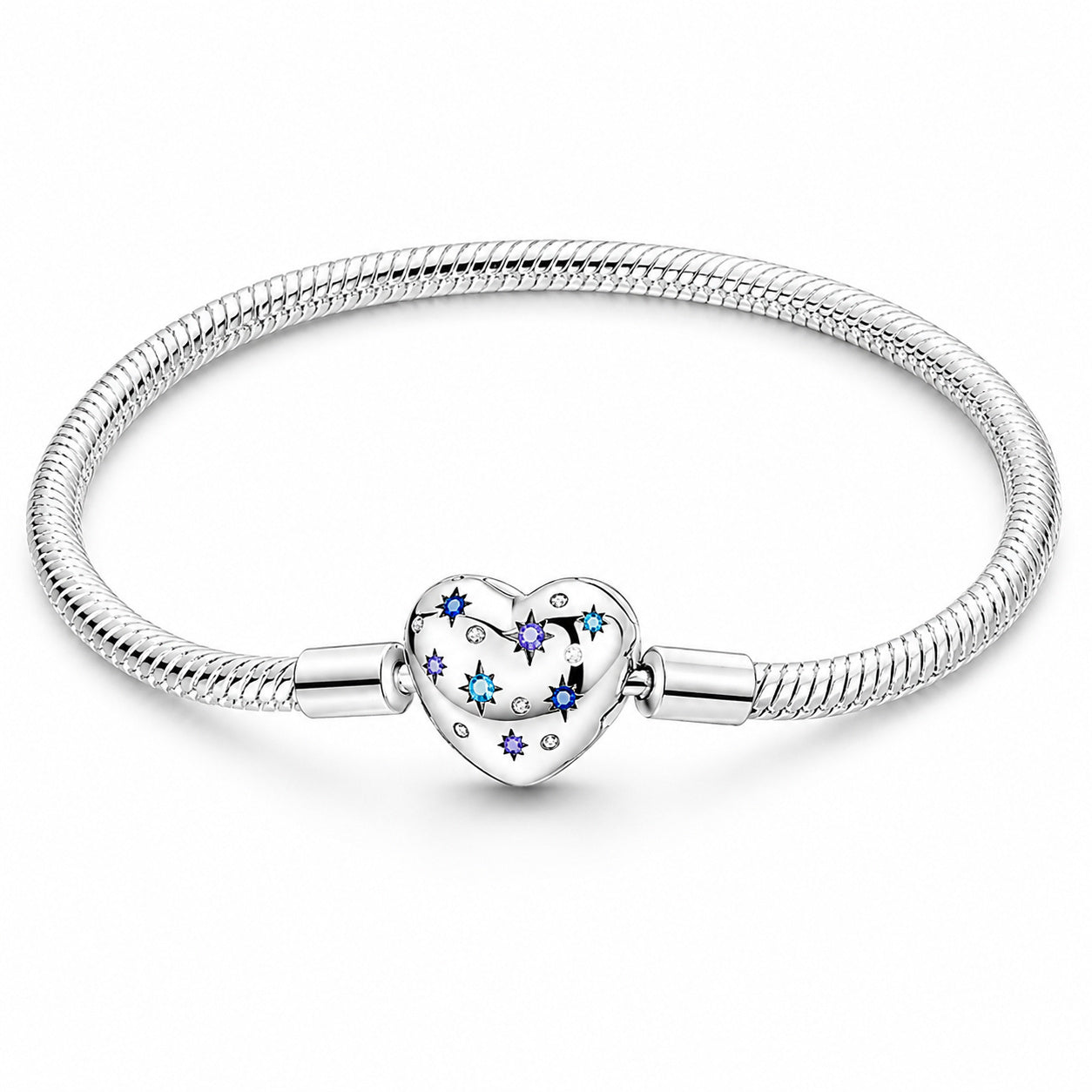 Stars Heart Clasp Charm Bracelet
