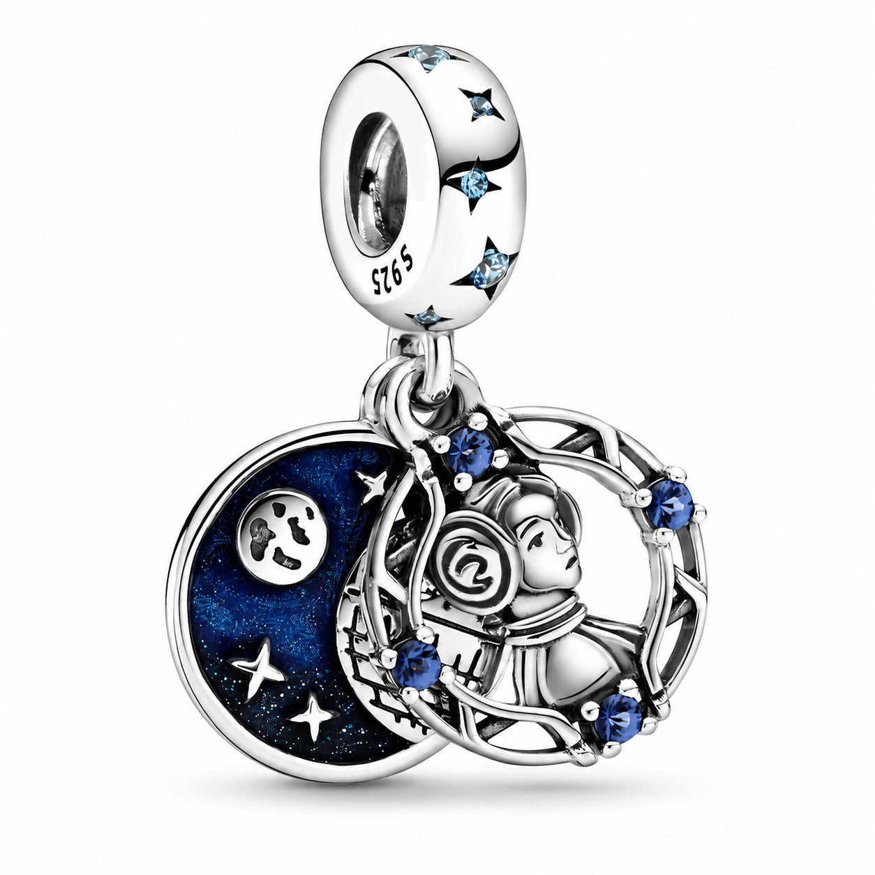 Disney Star War Princess Leia Double Dangle Charm Hallmarked S925 Sterling Silver