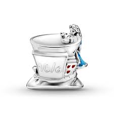 Disney Alice in Wonderland Mad Hatters Tea Party Charm Hallmarked S925 Sterling Silver