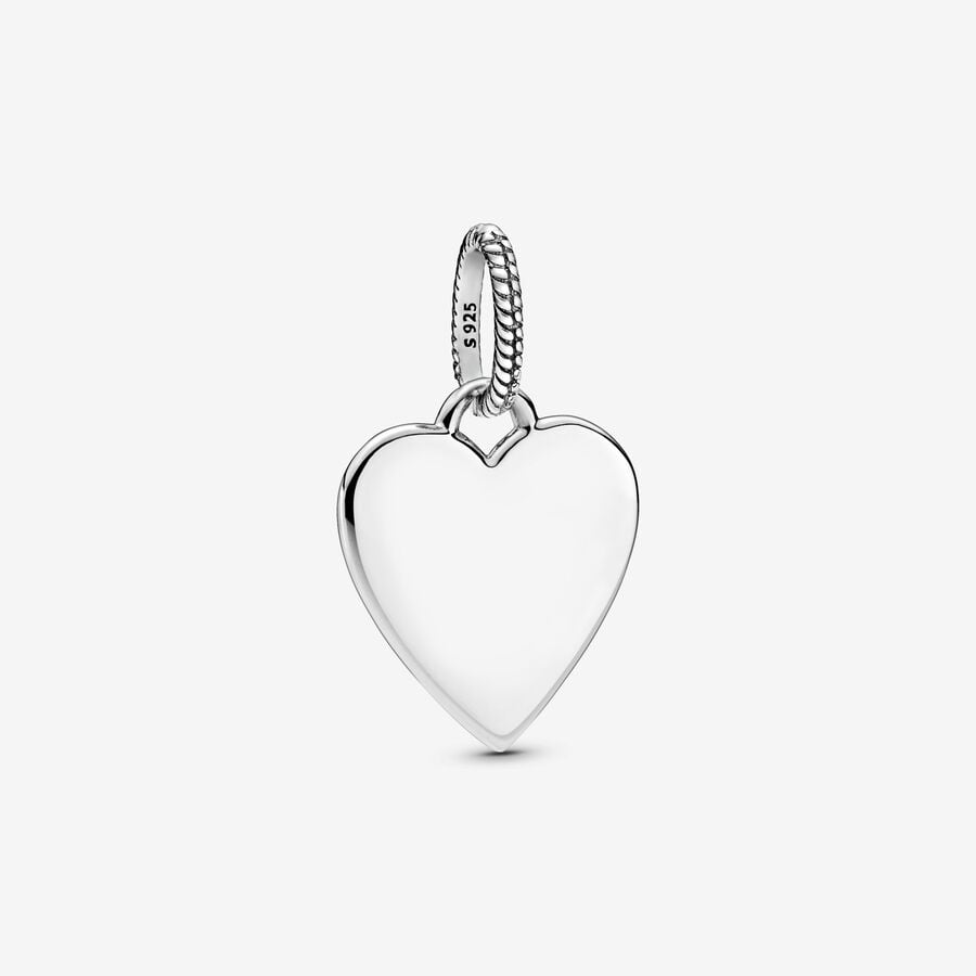 Engravable Heart Dangle Charm Hallmarked S925 Sterling Silver