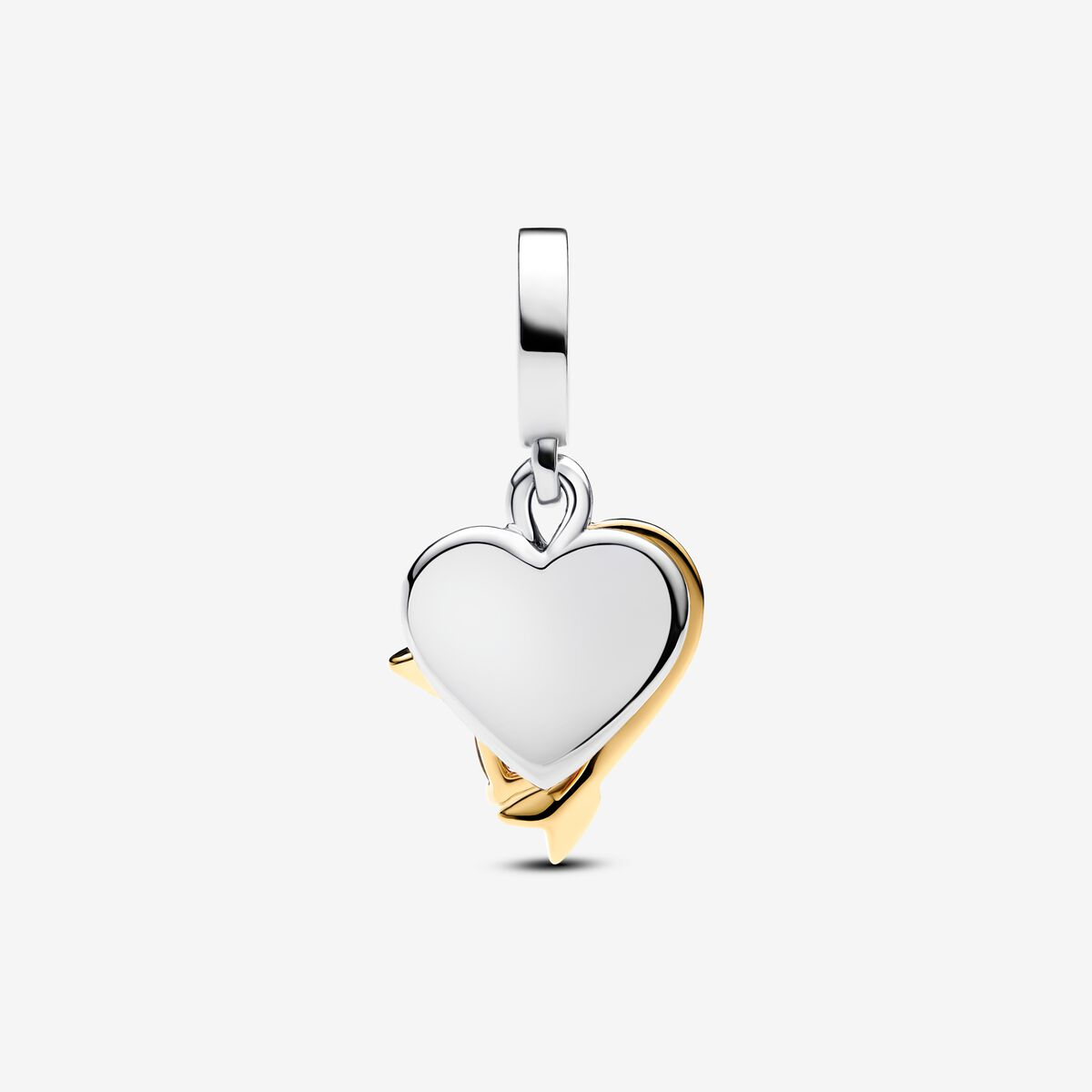 Engravable Heart & Arrow Double Dangle Charm Hallmarked S925 Sterling Silver