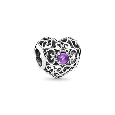 S925 Signature Heart Birthstone Months Sterling Silver Charms Collection