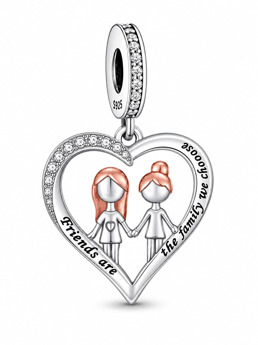 Friends Are The Family You Chose S925 Hallmarked Compatible Sterling Silver Charm