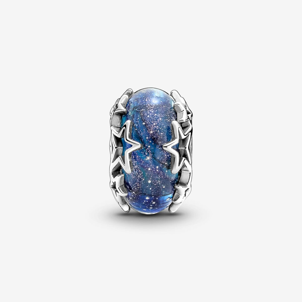 Galaxy Blue & Star Murano Charm Hallmarked S925 Sterling Silver