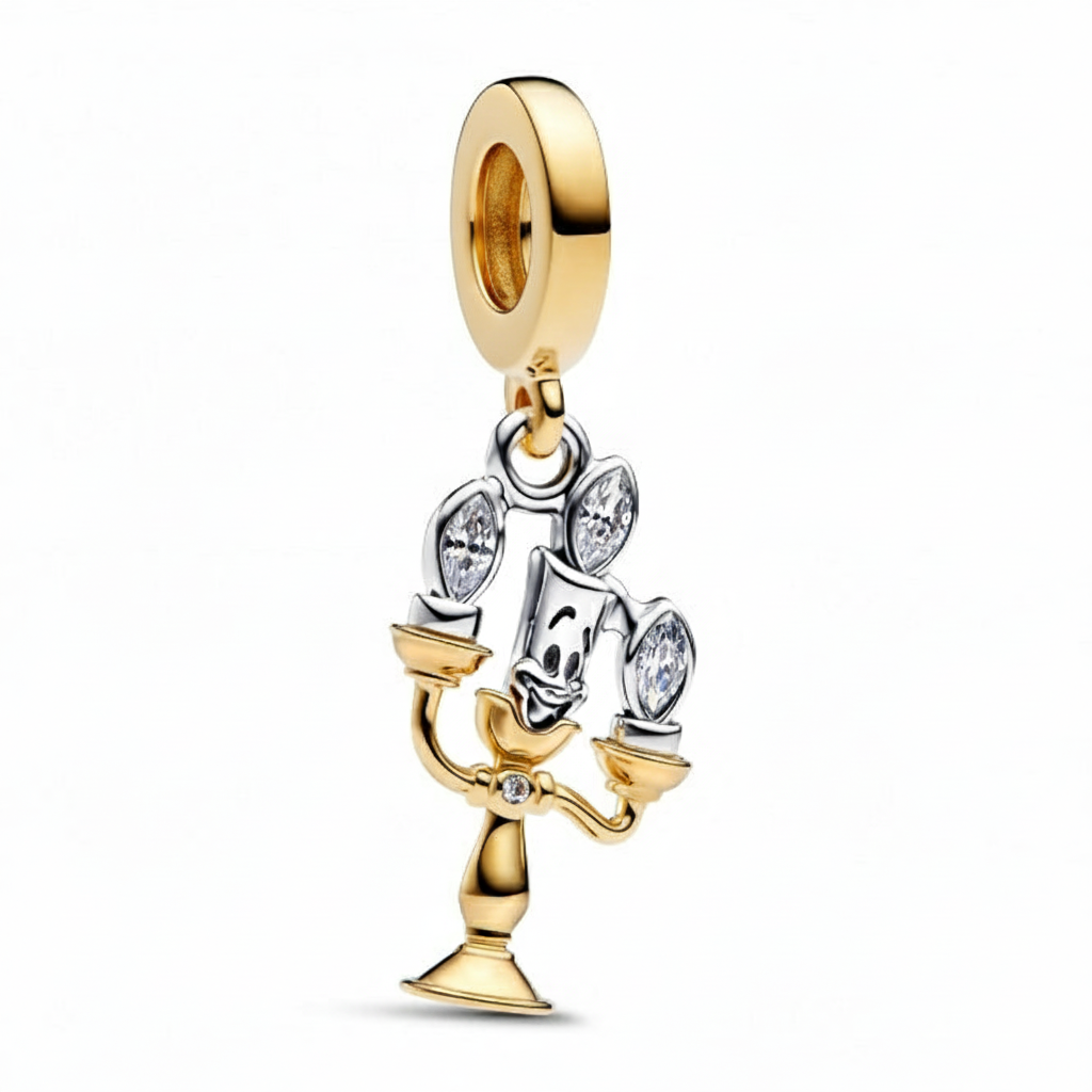 S925 Disney Beauty & Beast Dancing Belle Enchanted Rose Princess Sterling Silver Charm Collection