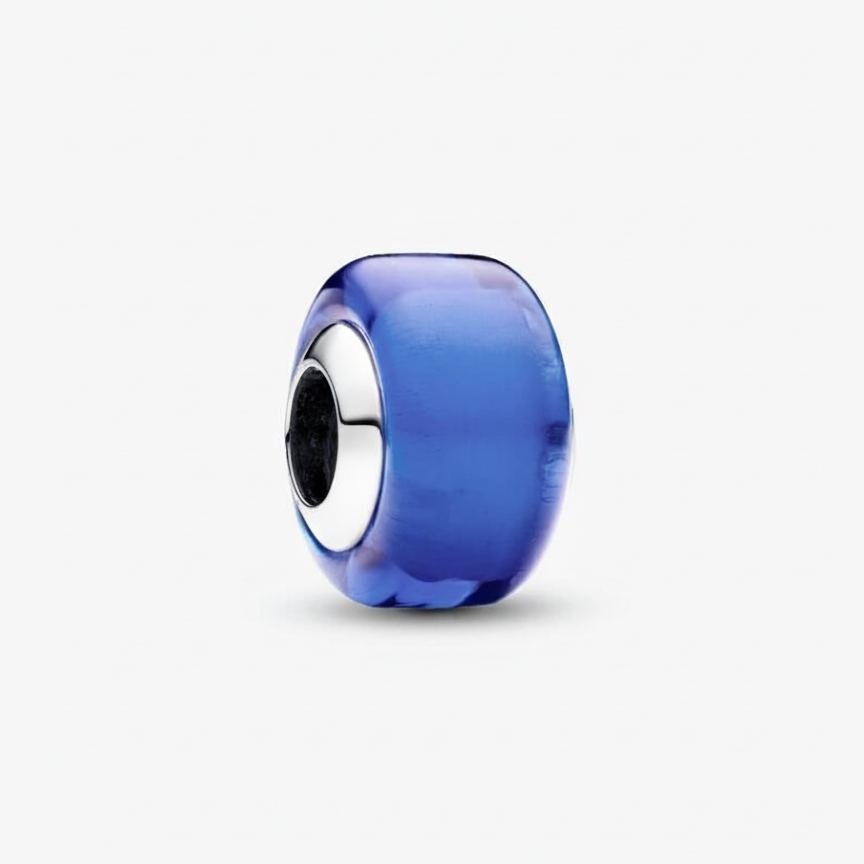 Blue Mini Murano Glass Charm Hallmarked S925 Sterling Silver