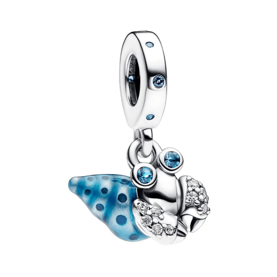 Glow in the Dark Hermit Crab Dangle Charm Hallmarked S925 Sterling Silver