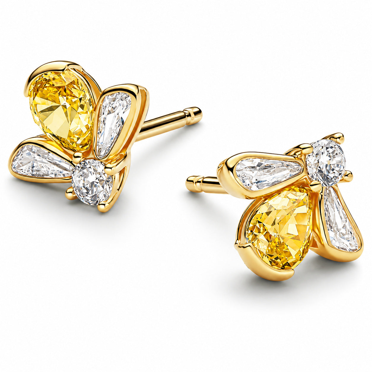 Gold Plated Honey Bee Stud Earrings