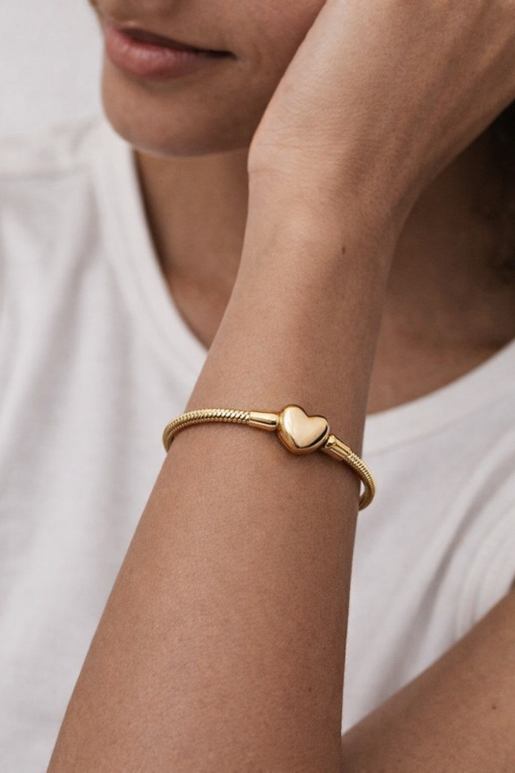 Heart Clasp Snake Chain Bracelet S925 Sterling Silver Hallmarked