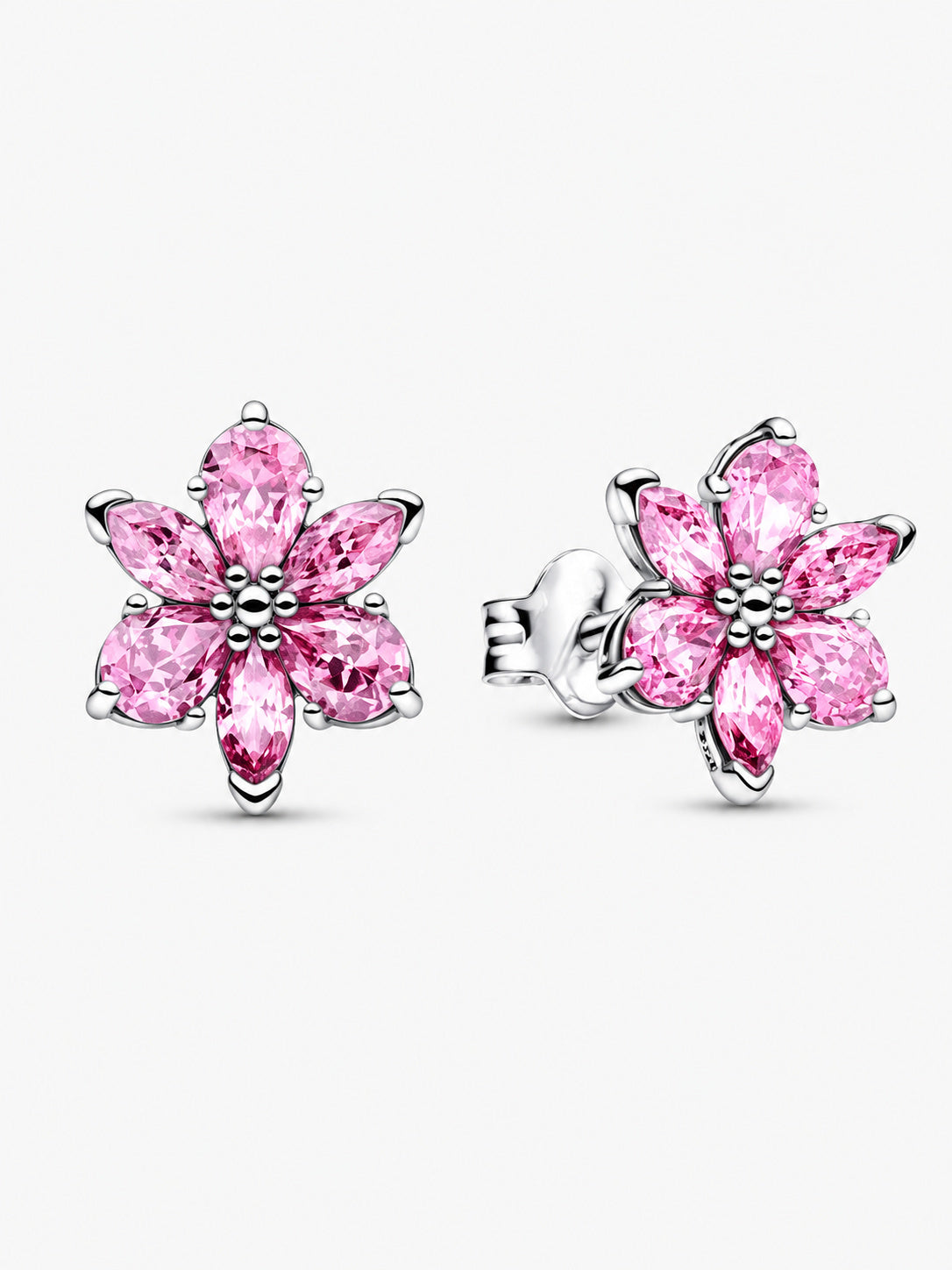 Herbarium Sparkling Pink Flower Stud Earrings