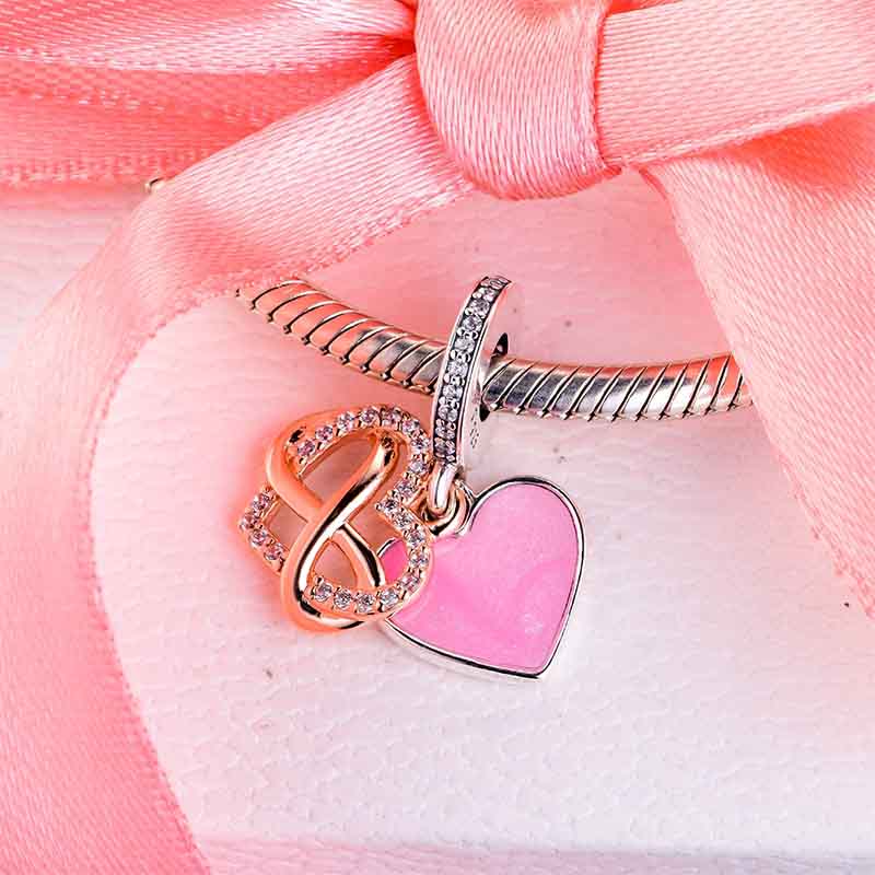 Infinity Heart Dangle Charm S925 Hallmarked Compatible Sterling Silver Charm