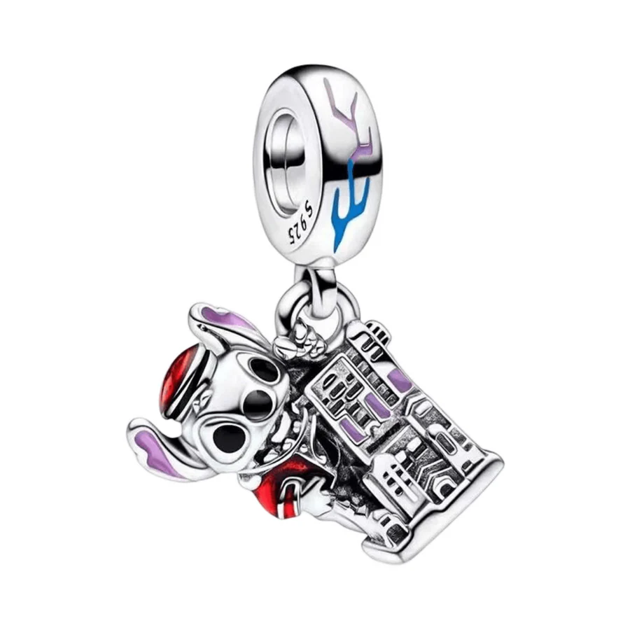 Disney Lilo & Stitch Conductor Stitch & The Tower of Terror Dangle Charm Hallmarked S925 Sterling Silver