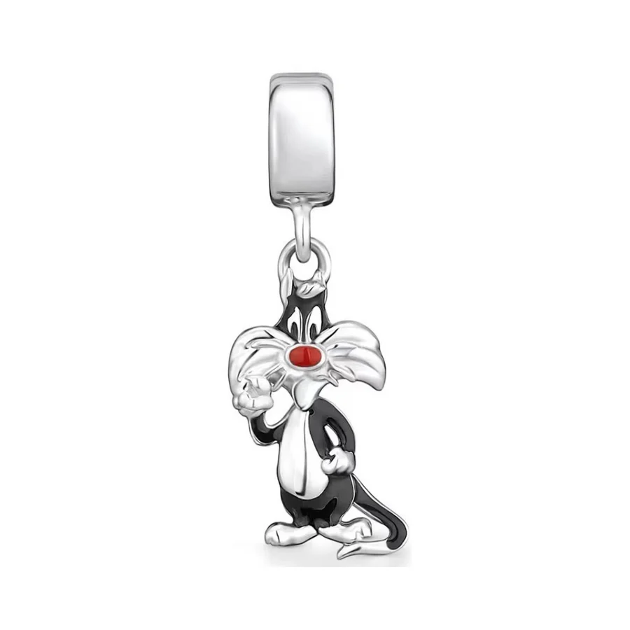 Loony Tunes Sylvester Cat Dangle Charm Hallmarked S925 Sterling Silver