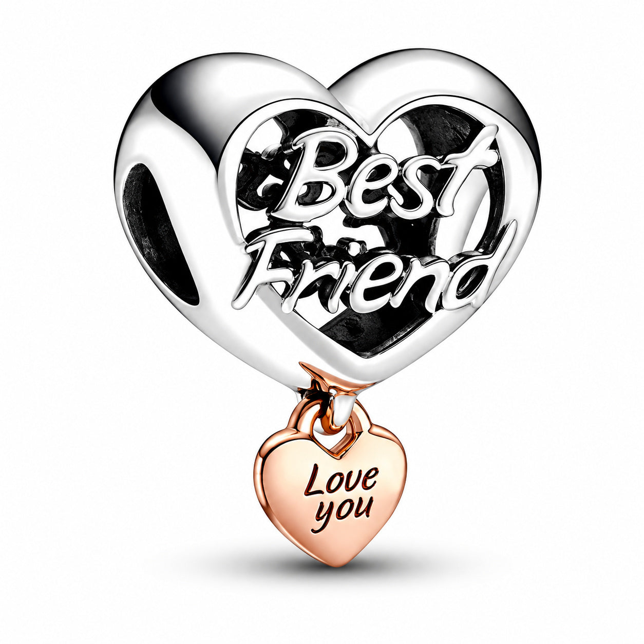 Love You Best Friend Heart Charm S925 Sterling Silver