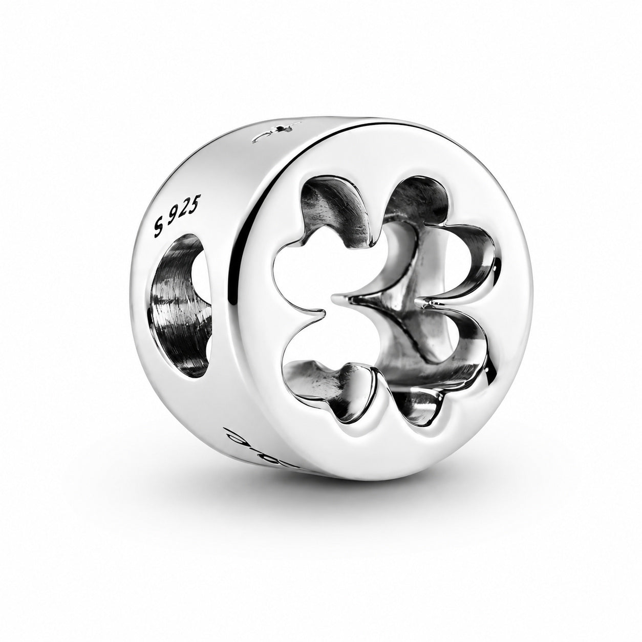 Luck & Courage Four-Leaf Clover Charm Hallmarked S925 Hallmarked Compatible Sterling Silver Charm
