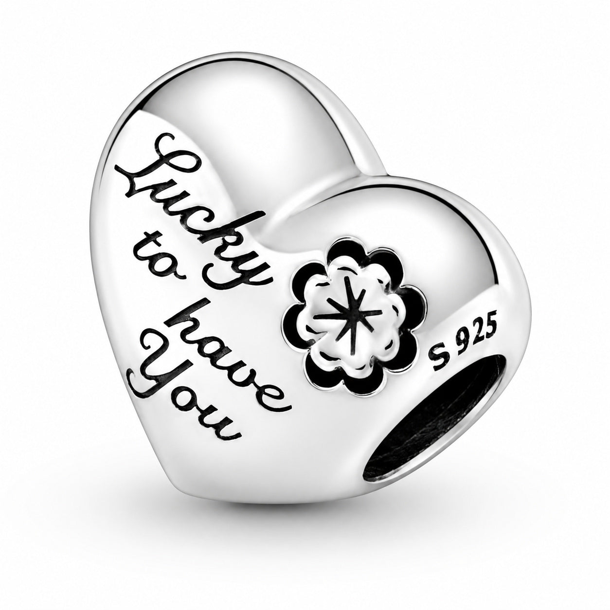 Lucky To Have You Mom Heart Charm S925 Sterling Silver