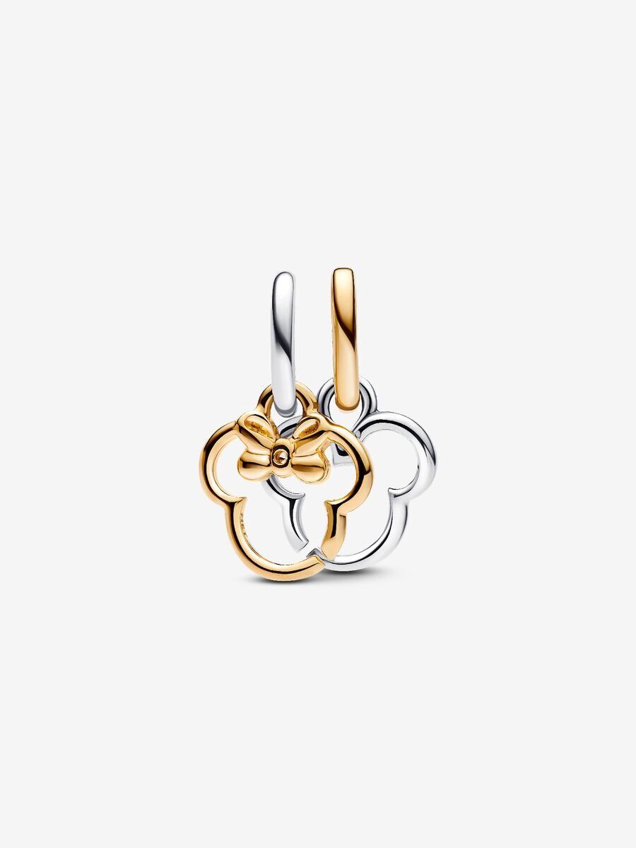 Disney Mickey Mouse & Minnie Mouse Splitable Dangle Charm Hallmarked S925 Sterling Silver