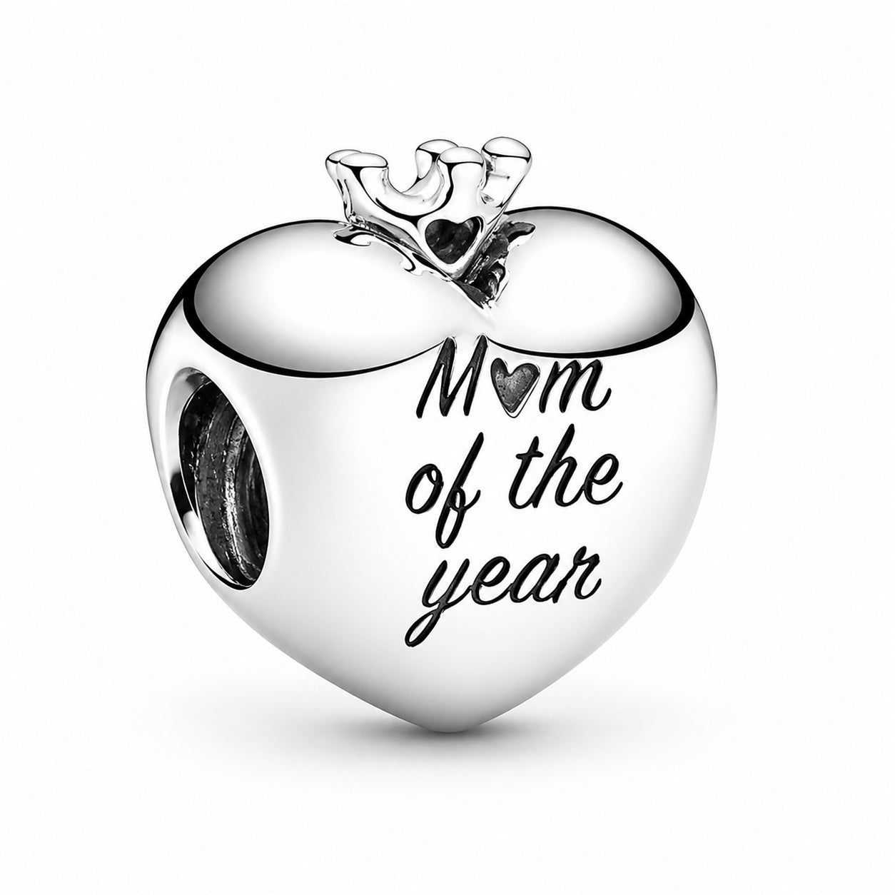 Mom of the Year Heart Charm S925 Sterling Silver