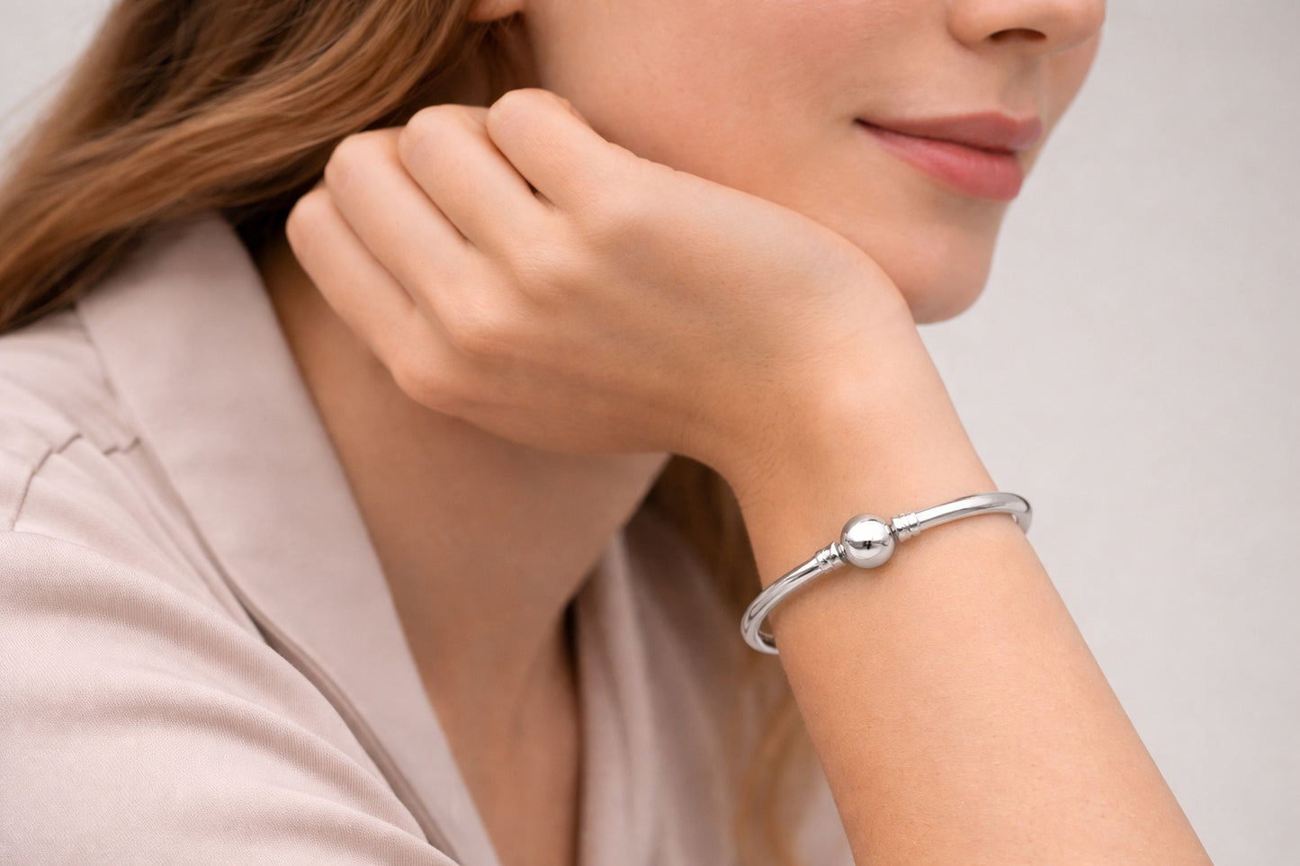 Moments Ball Clasp Bangle S925 Sterling Silver Hallmarked