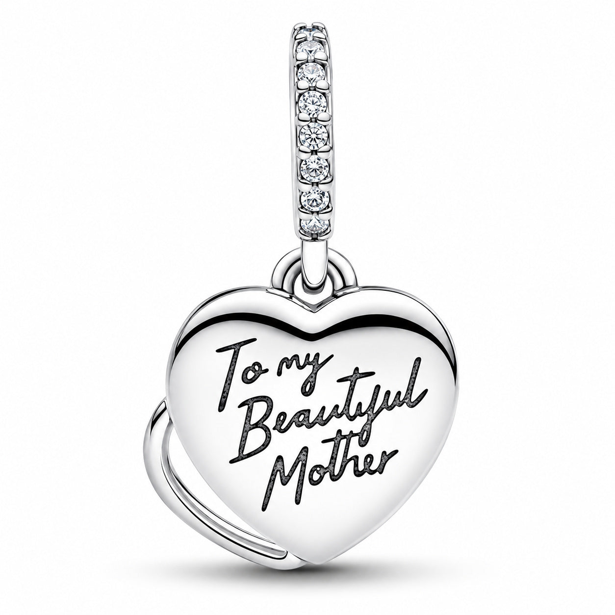 Mother Double Dangle Charm Hallmarked S925 Sterling Silver