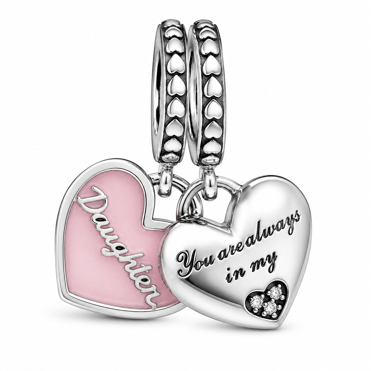 Mother Daughter Duo Dangle Charms Hallmarked S925 Sterling Silver