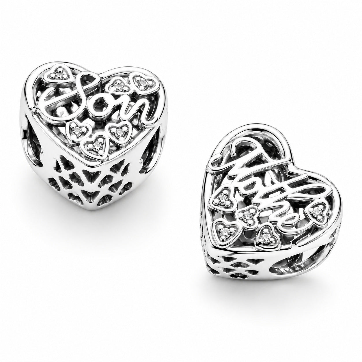 Mother Son Heart Charm S925 Sterling Silver