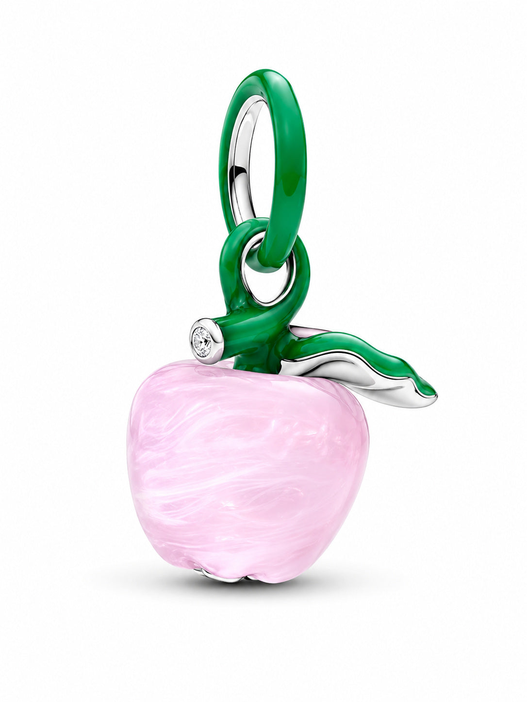 Murano Pink Apple Charm Charm Hallmarked S925 Sterling Silver