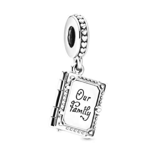 Our Family Book Dangle Charm Hallmarked S925 Sterling Silver