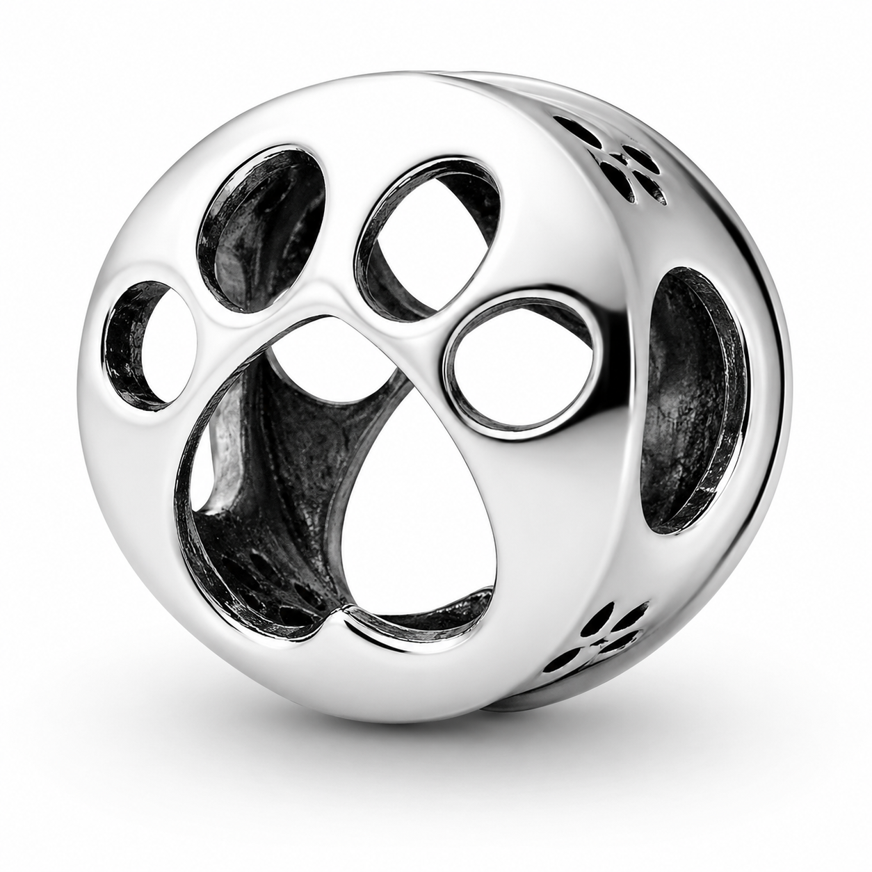 Openwork Paw Print Charm Hallmarked S925 Sterling Silver