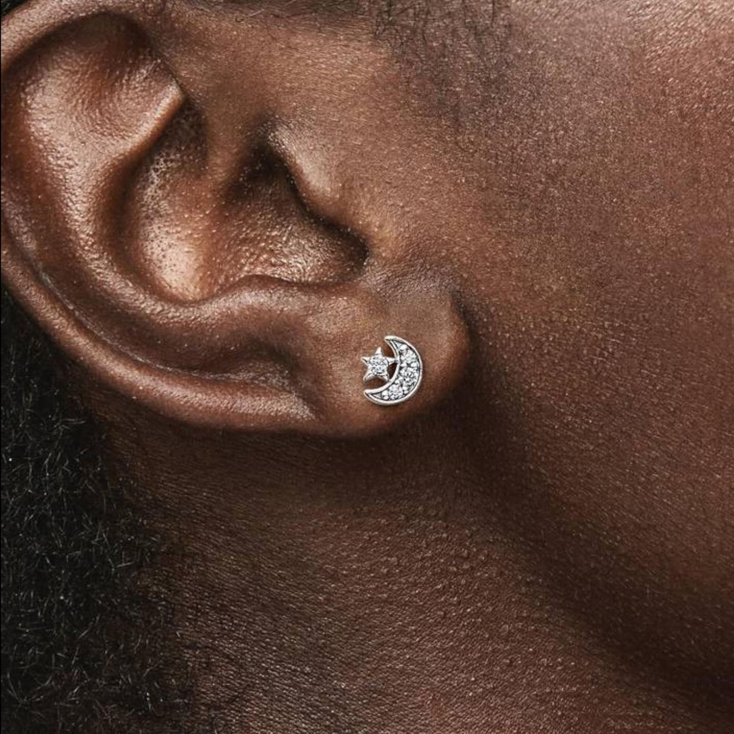 Dazzling Sparkling Moon & Star Stud Earrings