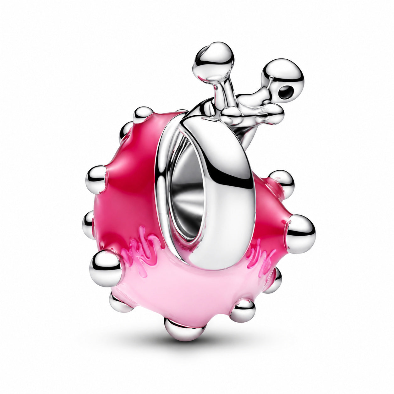 Pink Snail Charm Hallmarked S925 Sterling Silver